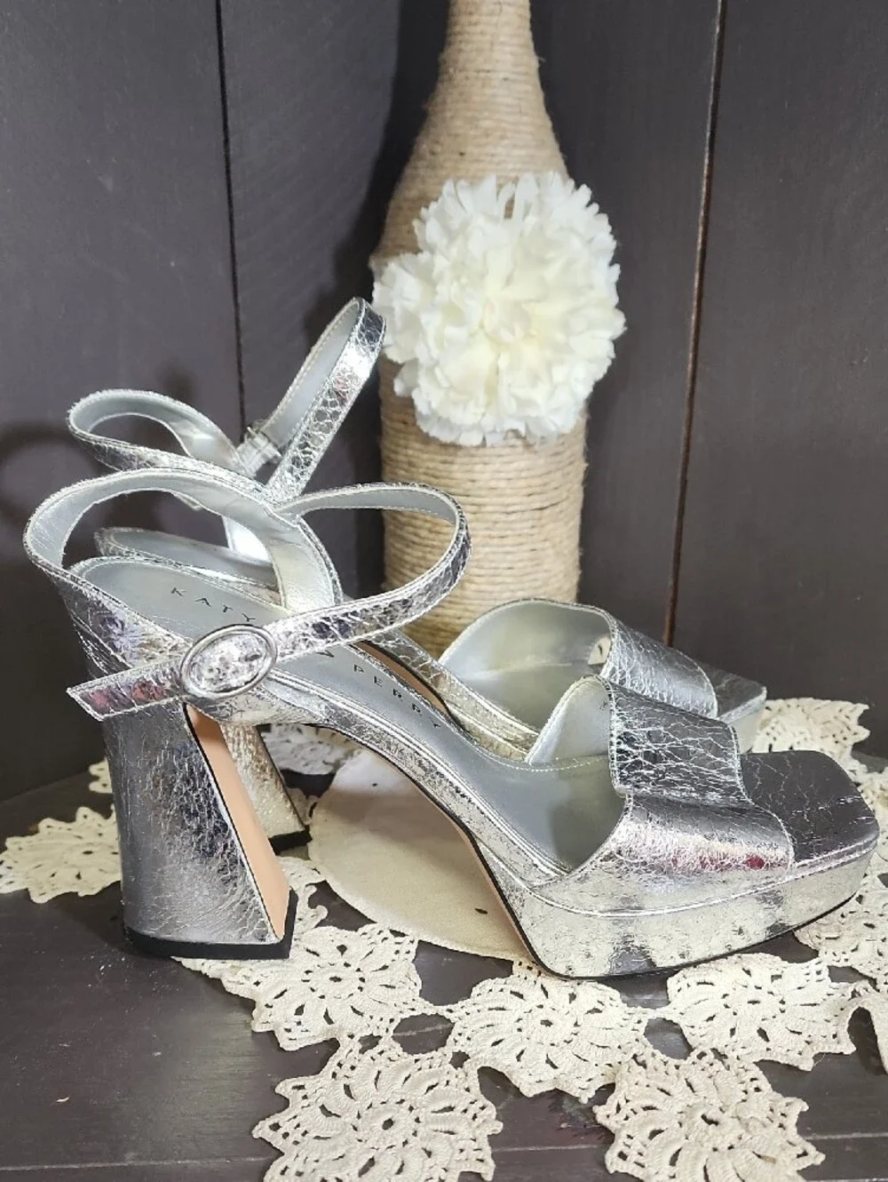 Katy Perry Collections Metallic Silver Platform Sandals